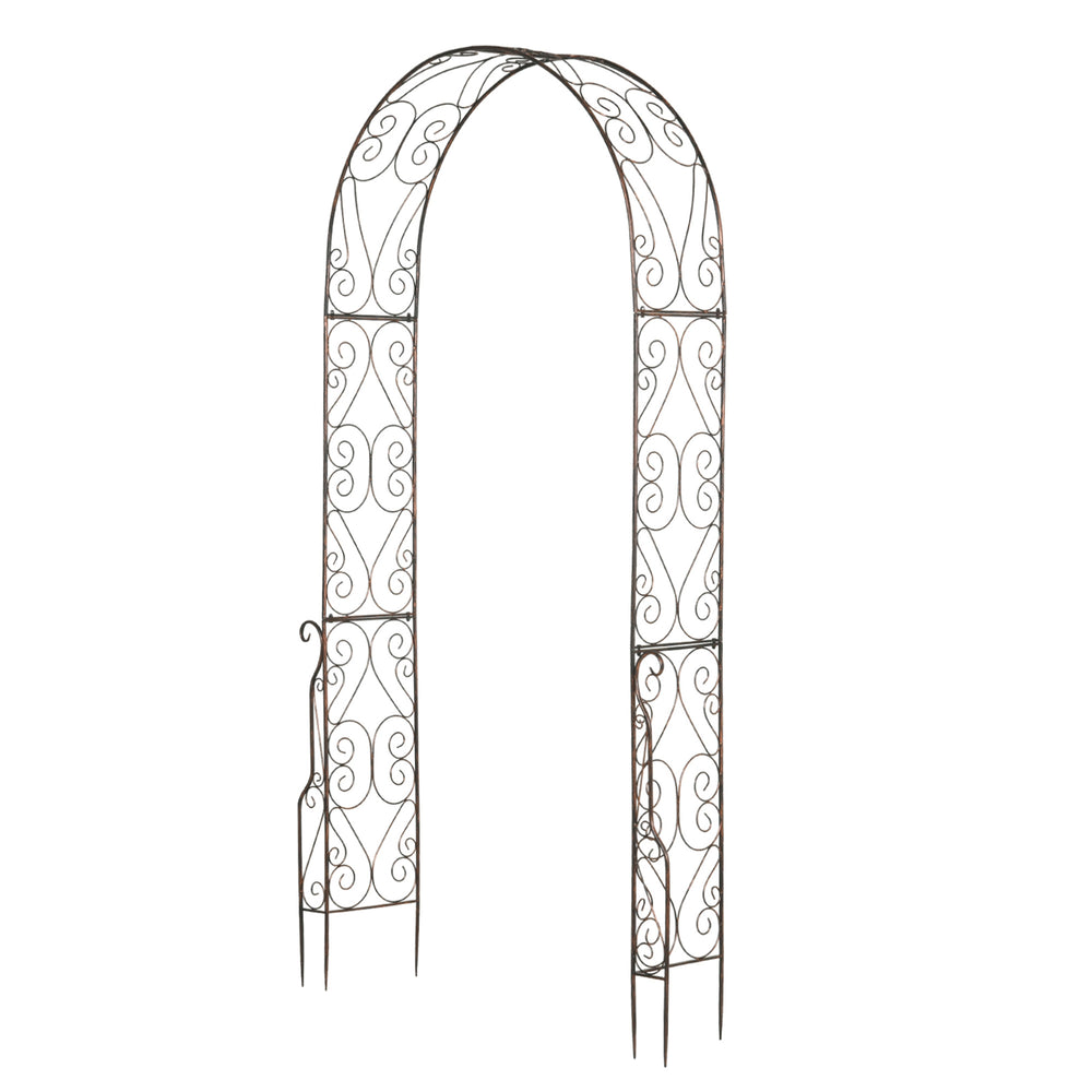 Arche de Jardin Arche à rosiers Style Fer forgé dim. 120L x 30l x 226H cm métal époxy Noir Vieilli cuivré