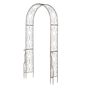 Arche de Jardin Arche à rosiers Style Fer forgé dim. 120L x 30l x 226H cm métal époxy Noir Vieilli cuivré