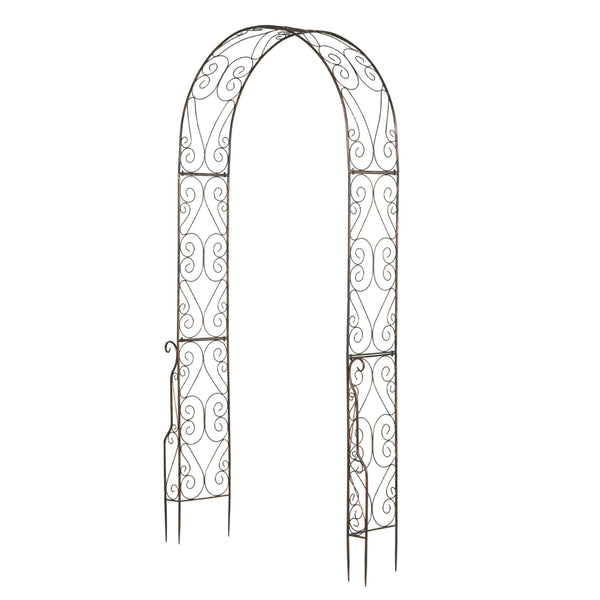 Arche de Jardin Arche à rosiers Style Fer forgé dim. 120L x 30l x 226H cm métal époxy Noir Vieilli cuivré