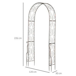 Arche de Jardin Arche à rosiers Style Fer forgé dim. 120L x 30l x 226H cm métal époxy Noir Vieilli cuivré