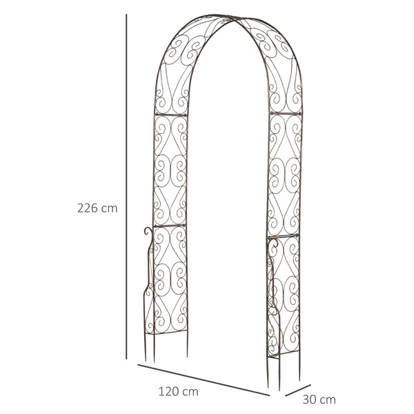 Arche de Jardin Arche à rosiers Style Fer forgé dim. 120L x 30l x 226H cm métal époxy Noir Vieilli cuivré