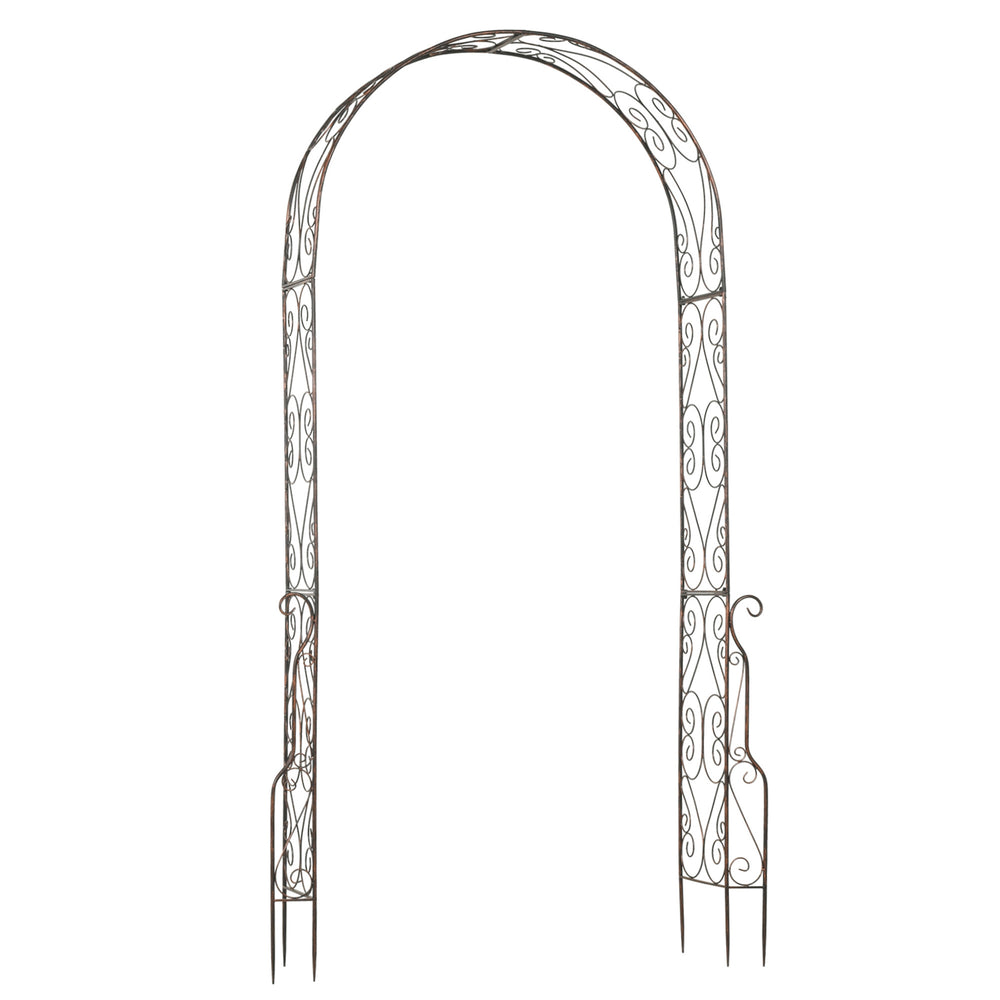 Arche de Jardin Arche à rosiers Style Fer forgé dim. 120L x 30l x 226H cm métal époxy Noir Vieilli cuivré