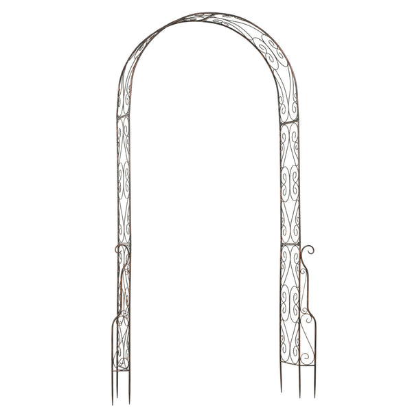 Arche de Jardin Arche à rosiers Style Fer forgé dim. 120L x 30l x 226H cm métal époxy Noir Vieilli cuivré