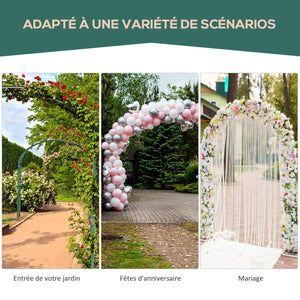 Arche de Jardin Arche à rosiers Style Fer forgé dim. 120L x 30l x 226H cm métal époxy Noir Vieilli cuivré