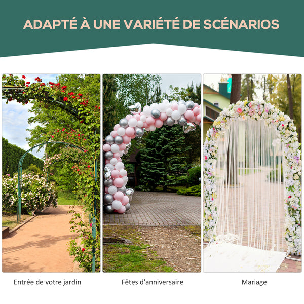 Arche de Jardin Arche à rosiers Style Fer forgé dim. 120L x 30l x 226H cm métal époxy Noir Vieilli cuivré