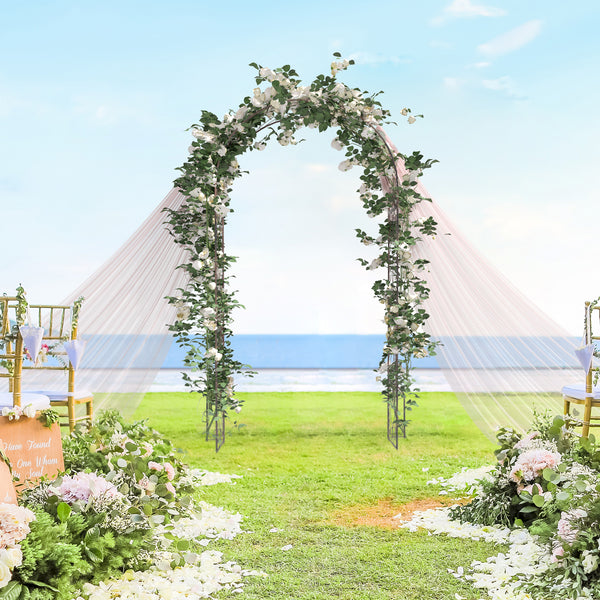 Arche de Jardin Arche à rosiers Style Fer forgé dim. 120L x 30l x 226H cm métal époxy Noir Vieilli cuivré