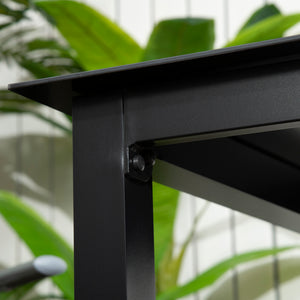 Table de jardin carrée table de salle à manger extérieur pour 4 personnes avec plateau en verre trempé et cadre en aluminium 80 x 80 x 74 cm noir
