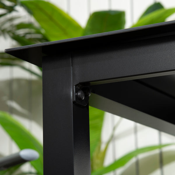 Table de jardin carrée table de salle à manger extérieur pour 4 personnes avec plateau en verre trempé et cadre en aluminium 80 x 80 x 74 cm noir