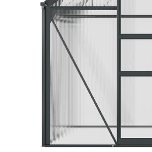 Serre de jardin polycarbonate 3,65 m² serre en aluminium pour le jardin 190 x 192 x 201 cm résistant aux UV, avec fondation renforcé, gouttière, lucarne et porte coulissant, Gris