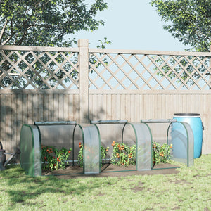 Mini Serre de Jardin mini serre tunnel serre à tomates 3L x 1l x 0,8H m Acier PVC Haute densité Anti-UV 3 fenêtres avec Zip enroulables Vert et Transparent