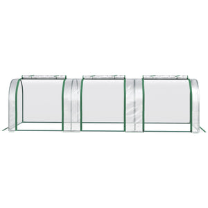 Mini Serre de Jardin mini serre tunnel serre à tomates 3L x 1l x 0,8H m Acier PVC Haute densité Anti-UV 3 fenêtres avec Zip enroulables Vert et Transparent