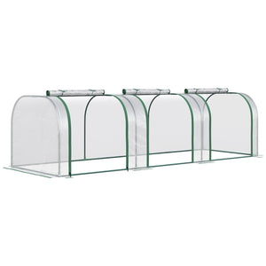 Mini Serre de Jardin mini serre tunnel serre à tomates 3L x 1l x 0,8H m Acier PVC Haute densité Anti-UV 3 fenêtres avec Zip enroulables Vert et Transparent