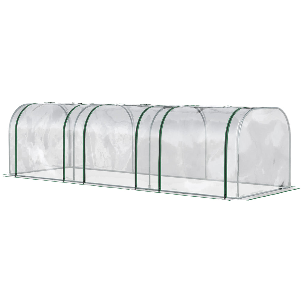 Mini Serre de Jardin mini serre tunnel serre à tomates 3L x 1l x 0,8H m Acier PVC Haute densité Anti-UV 3 fenêtres avec Zip enroulables Vert et Transparent