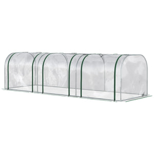 Mini Serre de Jardin mini serre tunnel serre à tomates 3L x 1l x 0,8H m Acier PVC Haute densité Anti-UV 3 fenêtres avec Zip enroulables Vert et Transparent