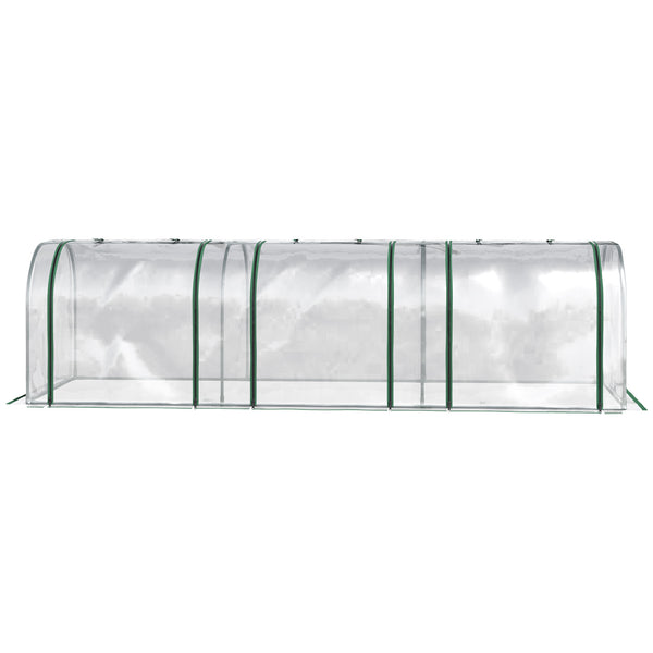 Mini Serre de Jardin mini serre tunnel serre à tomates 3L x 1l x 0,8H m Acier PVC Haute densité Anti-UV 3 fenêtres avec Zip enroulables Vert et Transparent