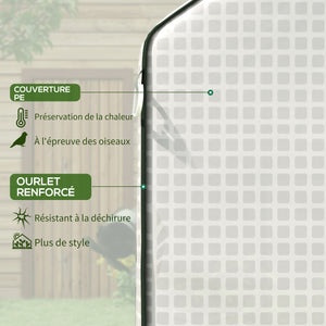 Bâche de remplacement pour serre de jardin 140 x 143 x 190 cm film de remplacement pour serre avec fenêtre et porte à fermeture éclair anti-UV Protection des plantes pour le jardin Blanc