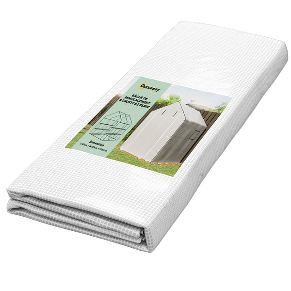 Bâche de remplacement pour serre de jardin 140 x 143 x 190 cm film de remplacement pour serre avec fenêtre et porte à fermeture éclair anti-UV Protection des plantes pour le jardin Blanc