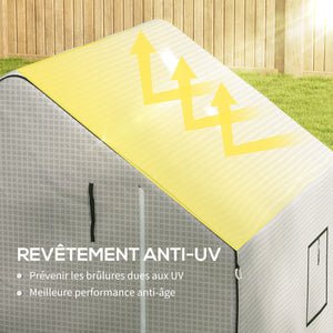 Bâche de remplacement pour serre de jardin 140 x 143 x 190 cm film de remplacement pour serre avec fenêtre et porte à fermeture éclair anti-UV Protection des plantes pour le jardin Blanc