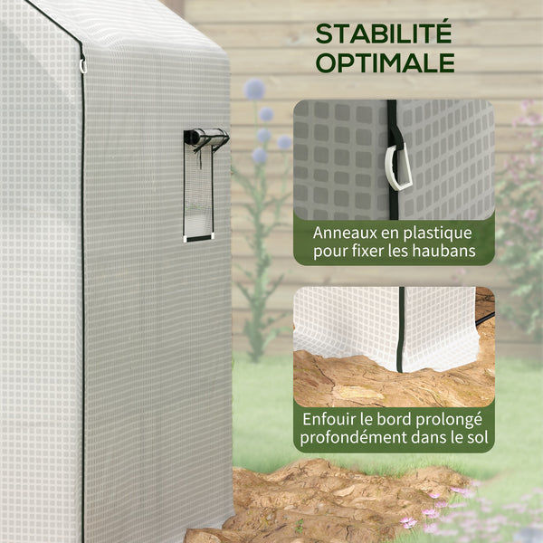 Bâche de remplacement pour serre de jardin 140 x 143 x 190 cm film de remplacement pour serre avec fenêtre et porte à fermeture éclair anti-UV Protection des plantes pour le jardin Blanc