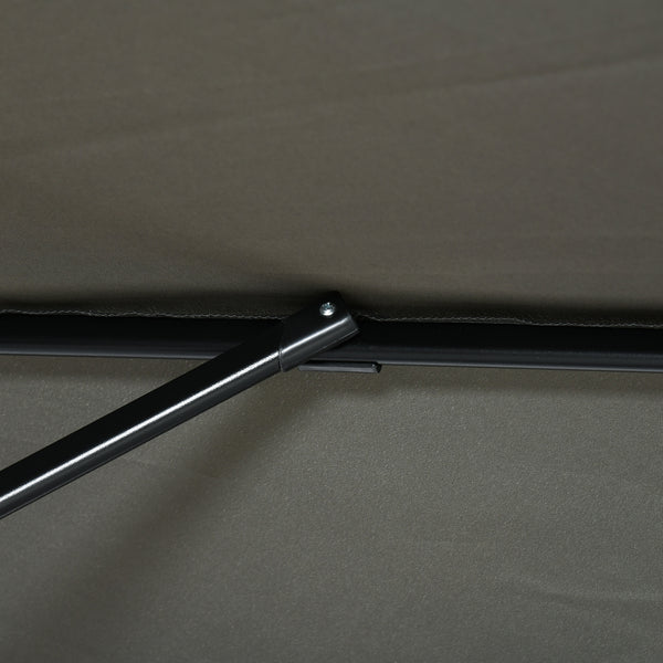 Parasol déporté carré inclinable manivelle avec pied en métal dim. 2,5L x 2,5l m alu. polyester haute densité gris