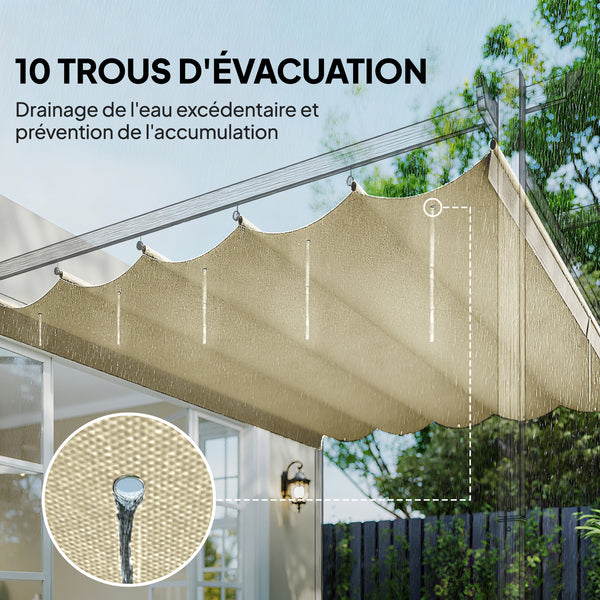 Toile de toit pour pergola tonnelle rétractable de 4 x 3 m - toile uniquement 350 x 260 cm crème