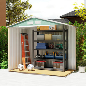 Abri de jardin en métal 2,77 m² cabane de jardin 213 x 130 x 185 cm cabanon rangement outils avec fondation, porte coulissante verrouillables et 4 aérations - vert clair