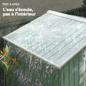 Abri de jardin en métal 2,77 m² cabane de jardin 213 x 130 x 185 cm cabanon rangement outils avec fondation, porte coulissante verrouillables et 4 aérations - vert clair