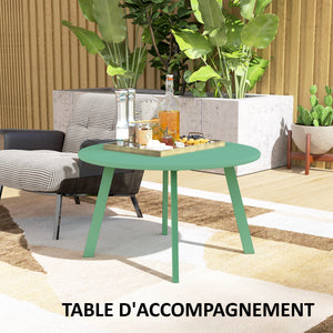 Petite table basse ronde, table d'appoint avec patins antidérapants, cadre en métal, pour jardin, balcon, terrasse, salon, Ø 70 x 42 cm, vert