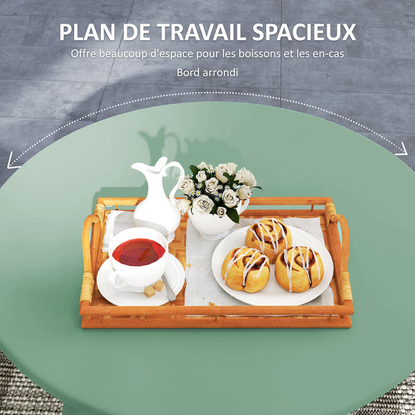 Petite table basse ronde, table d'appoint avec patins antidérapants, cadre en métal, pour jardin, balcon, terrasse, salon, Ø 70 x 42 cm, vert