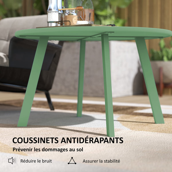 Petite table basse ronde, table d'appoint avec patins antidérapants, cadre en métal, pour jardin, balcon, terrasse, salon, Ø 70 x 42 cm, vert