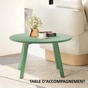 Petite table basse ronde, table d'appoint avec patins antidérapants, cadre en métal, pour jardin, balcon, terrasse, salon, Ø 70 x 42 cm, vert
