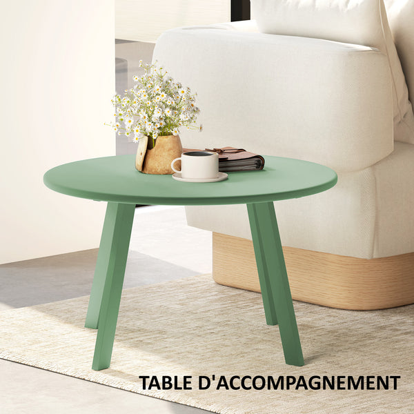 Petite table basse ronde, table d'appoint avec patins antidérapants, cadre en métal, pour jardin, balcon, terrasse, salon, Ø 70 x 42 cm, vert