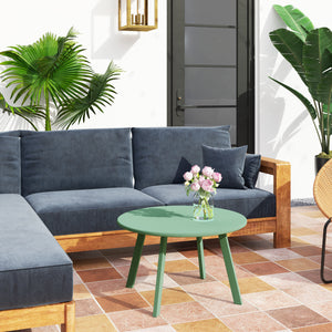 Petite table basse ronde, table d'appoint avec patins antidérapants, cadre en métal, pour jardin, balcon, terrasse, salon, Ø 70 x 42 cm, vert