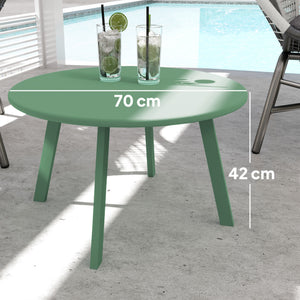 Petite table basse ronde, table d'appoint avec patins antidérapants, cadre en métal, pour jardin, balcon, terrasse, salon, Ø 70 x 42 cm, vert