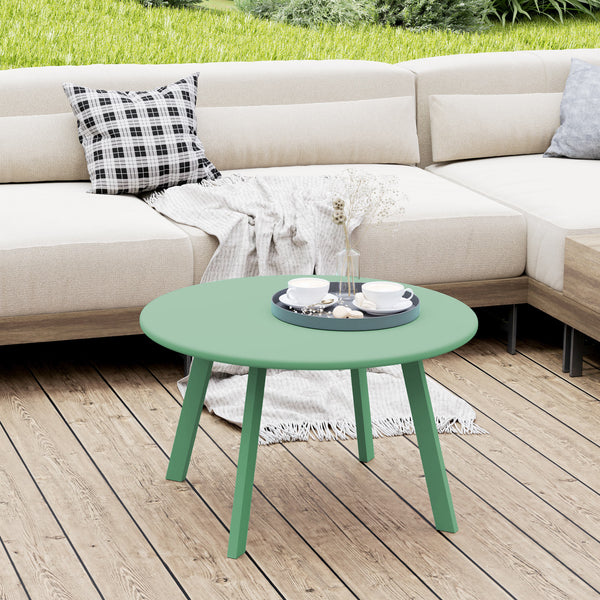 Petite table basse ronde, table d'appoint avec patins antidérapants, cadre en métal, pour jardin, balcon, terrasse, salon, Ø 70 x 42 cm, vert