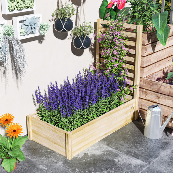 Jardinière avec treillis carré potager en bois 115 x 60 x 110 cm effet bois naturel