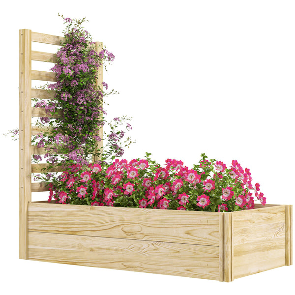 Jardinière avec treillis carré potager en bois 115 x 60 x 110 cm effet bois naturel