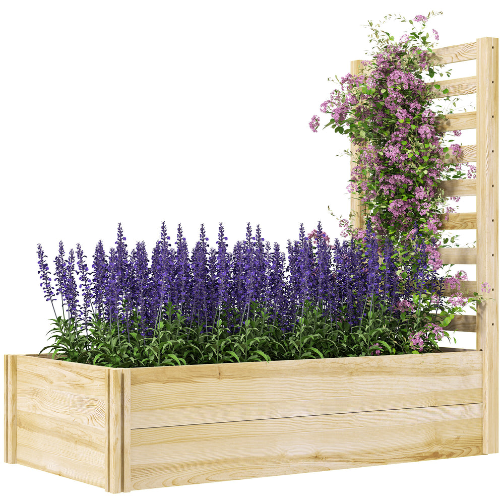 Jardinière avec treillis carré potager en bois 115 x 60 x 110 cm effet bois naturel