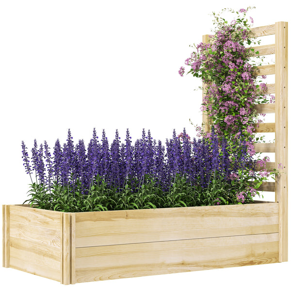 Jardinière avec treillis carré potager en bois 115 x 60 x 110 cm effet bois naturel