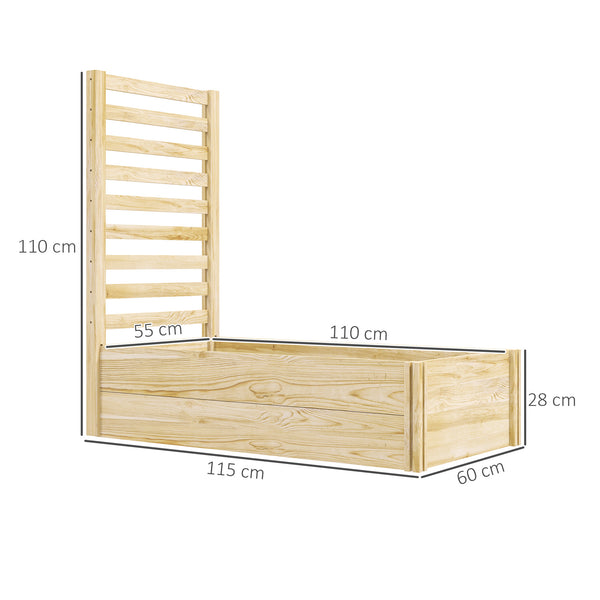 Jardinière avec treillis carré potager en bois 115 x 60 x 110 cm effet bois naturel