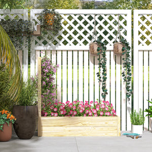 Jardinière avec treillis carré potager en bois 115 x 60 x 110 cm effet bois naturel