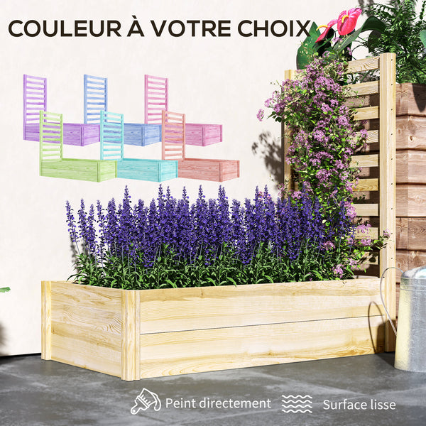 Jardinière avec treillis carré potager en bois 115 x 60 x 110 cm effet bois naturel