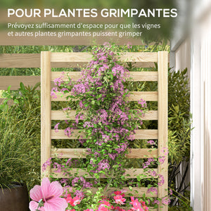Jardinière avec treillis carré potager en bois 115 x 60 x 110 cm effet bois naturel