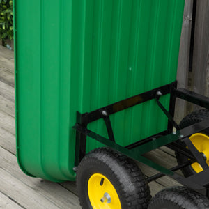 Chariot de Jardin à Main Benne basculante 75° 125L Charge Max. 200 Kg 4 Roues pneumatiques Acier PP Jaune Vert