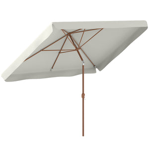 Parasol de jardin extérieur rectangulaire 200 x 300 cm, parasol inclinable 6 baleines en aluminium, tissu polyester 180g/m² protection UV avec manivelle, pour balcon jardin terrasse, crème
