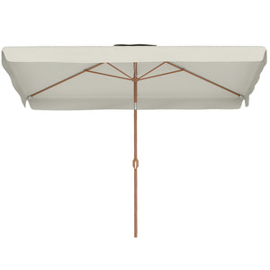 Parasol de jardin extérieur rectangulaire 200 x 300 cm, parasol inclinable 6 baleines en aluminium, tissu polyester 180g/m² protection UV avec manivelle, pour balcon jardin terrasse, crème