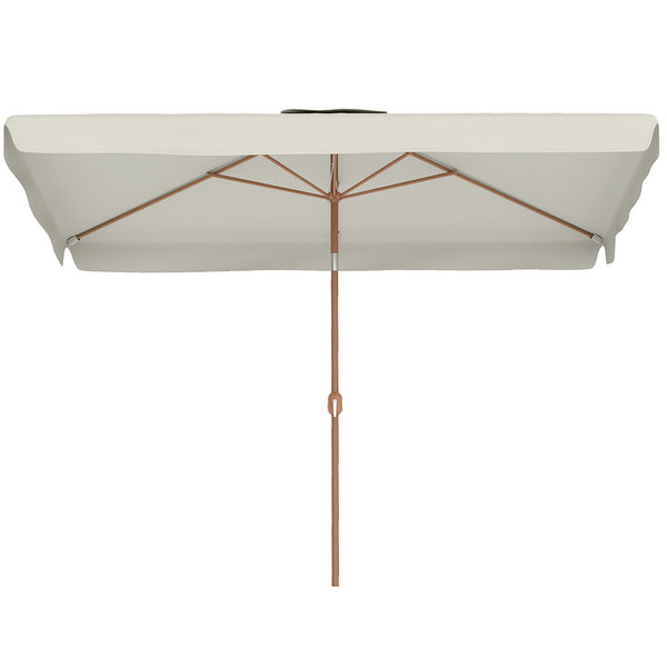 Parasol de jardin extérieur rectangulaire 200 x 300 cm, parasol inclinable 6 baleines en aluminium, tissu polyester 180g/m² protection UV avec manivelle, pour balcon jardin terrasse, crème