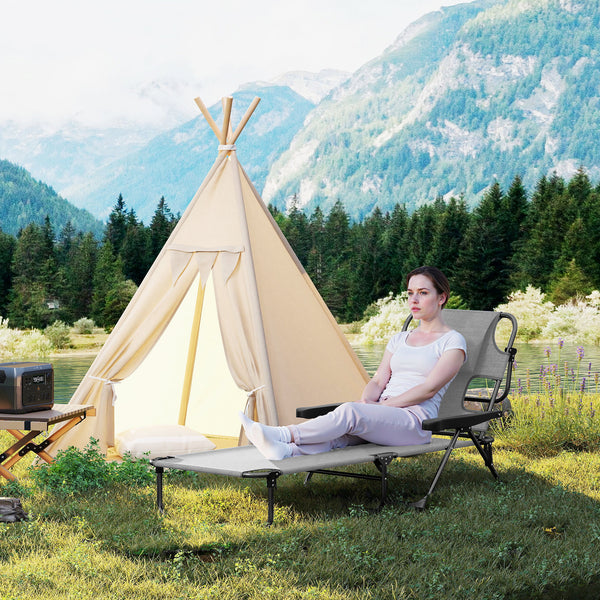 Bain de soleil chaise longue pliante avec appuie-tête, trou de lecture, dossier inclinable en textilène, transat jardin extérieur pour plage relax camping piscine terrasse, gris