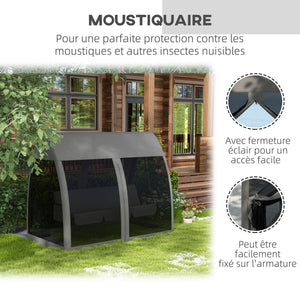 Balancelle de jardin convertible 3 places, balancelle d'extérieur avec auvent et coussins, filet avec fermetures éclair, poche, pour jardin, cour, gris