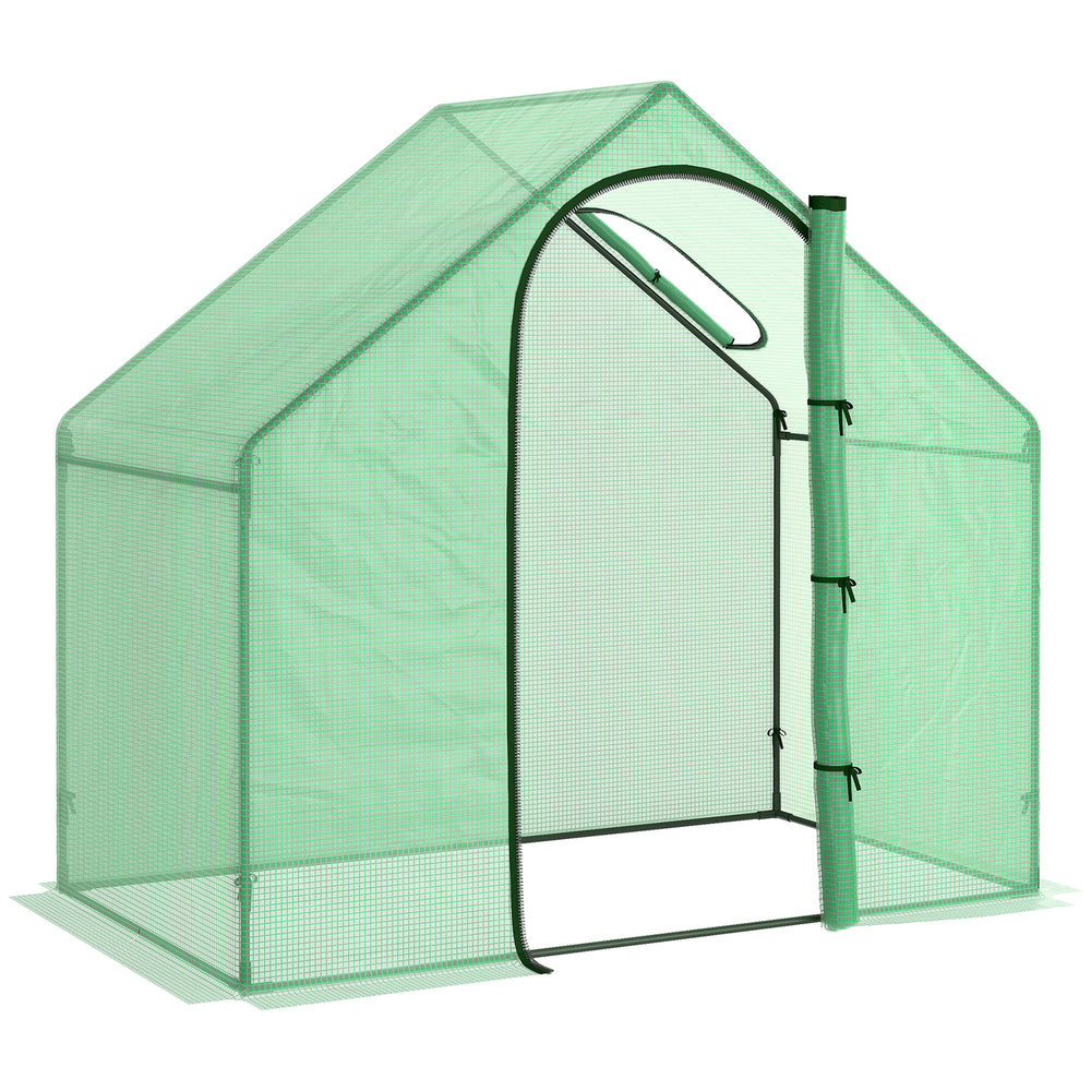 Serre de jardin PE, serre de balcon, bâche renforcée, châssis en acier, porte zippée enroulable, pour légumes plantes, intérieur et extérieur, 180 x 100 x 168 cm, vert